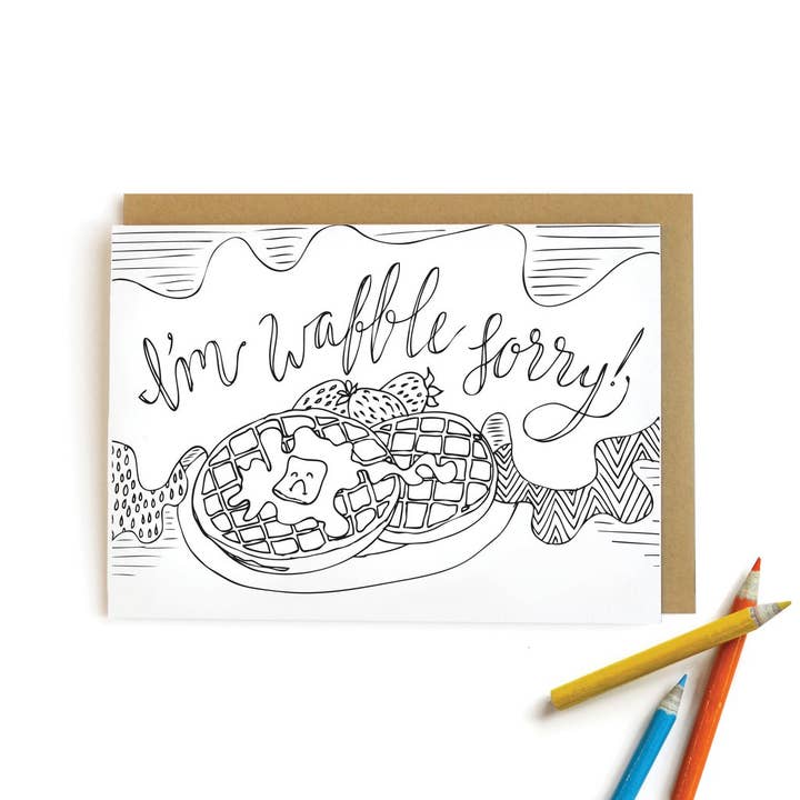 Waffle Sorry Card | Kleurkaarten voor kinderen voor wholesale door Wild Ink Press