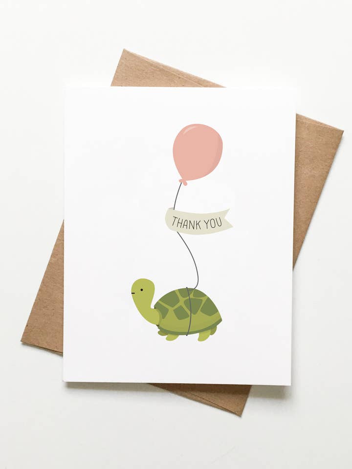 Thank You Turtle Card for wholesale by Le Trango Studios