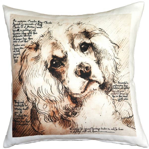 Coussin pour chien Leonardo Cavalier King Charles 17" x 17" pour la vente par Pillow Decor