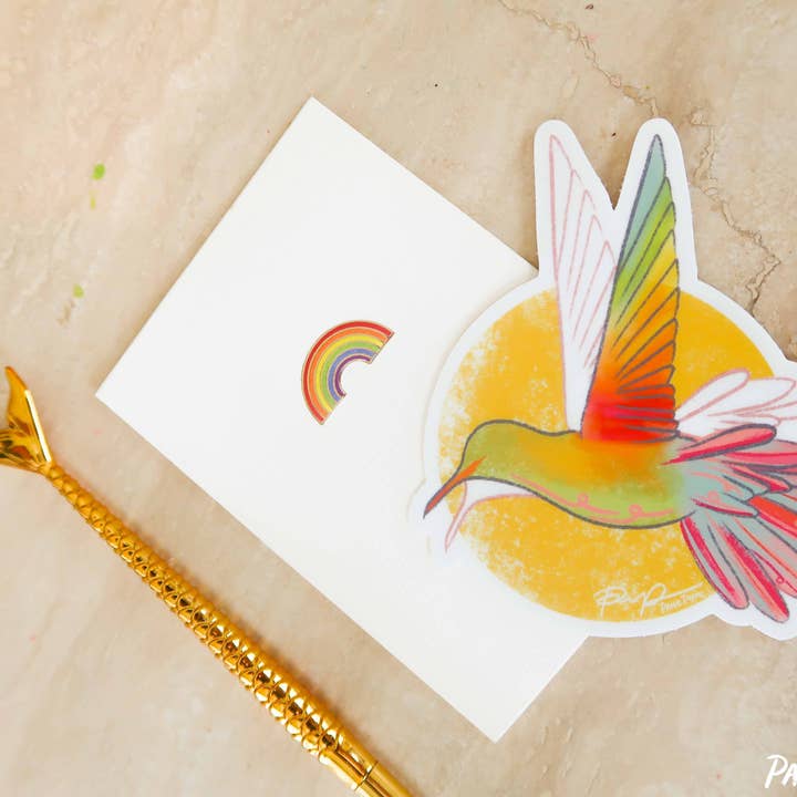 Paige Poppe Art - Wholesale Sticker - "Sunshine Hummingbird" Sticker2
