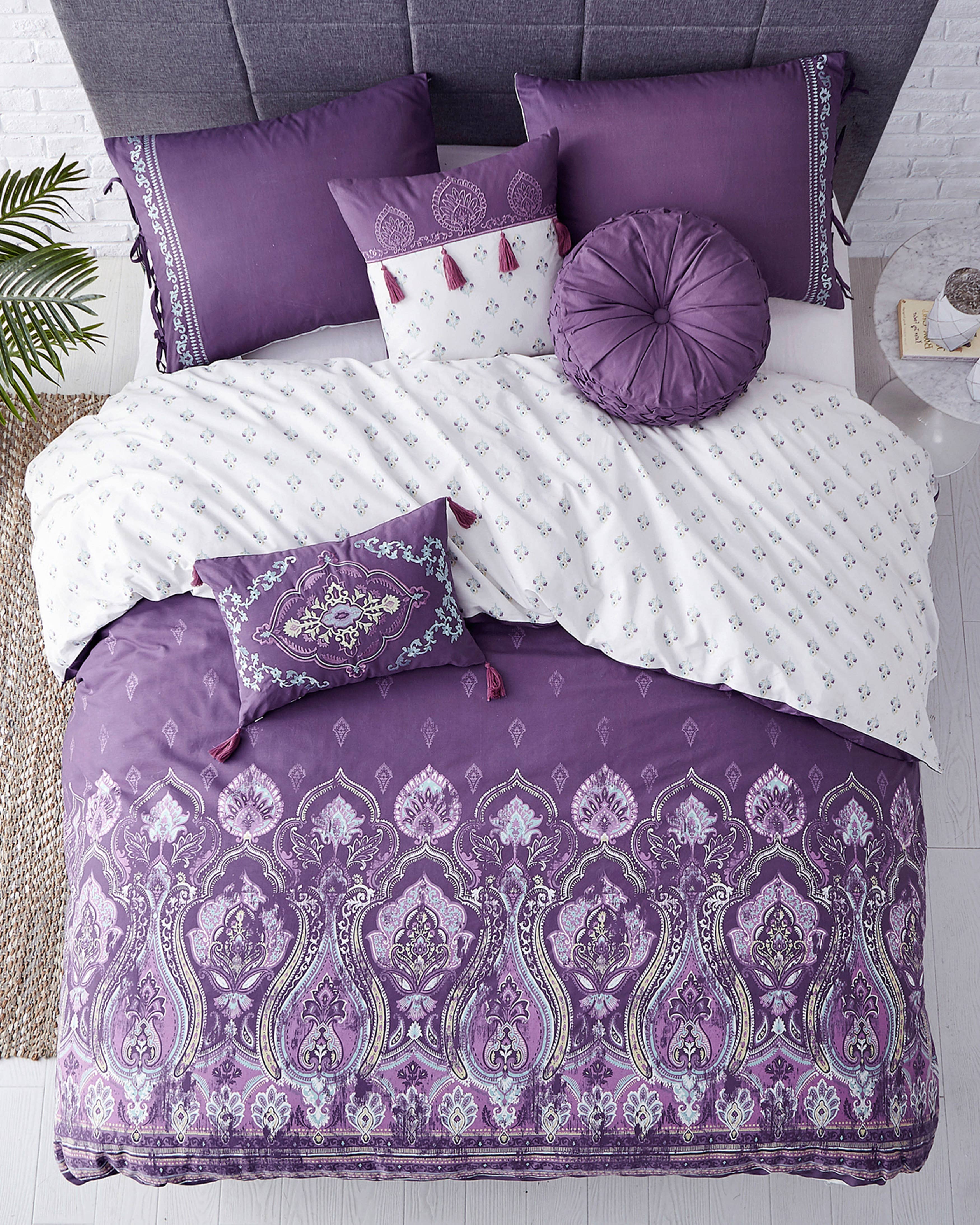 Wonder Home - Venta al por mayor Conjunto de ropa de cama - Boheme - Juego de edredón (algodón), color morado0