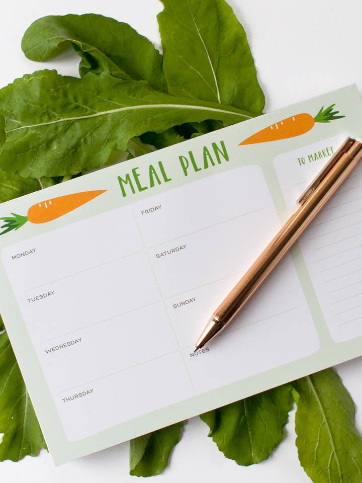 Carrot Weekly Meal Plan Notepad for wholesale by Graphic Anthology Greeting Cards