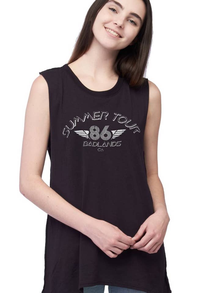 Summer Tour Black Muscle t-shirt voor wholesale door Social Sunday