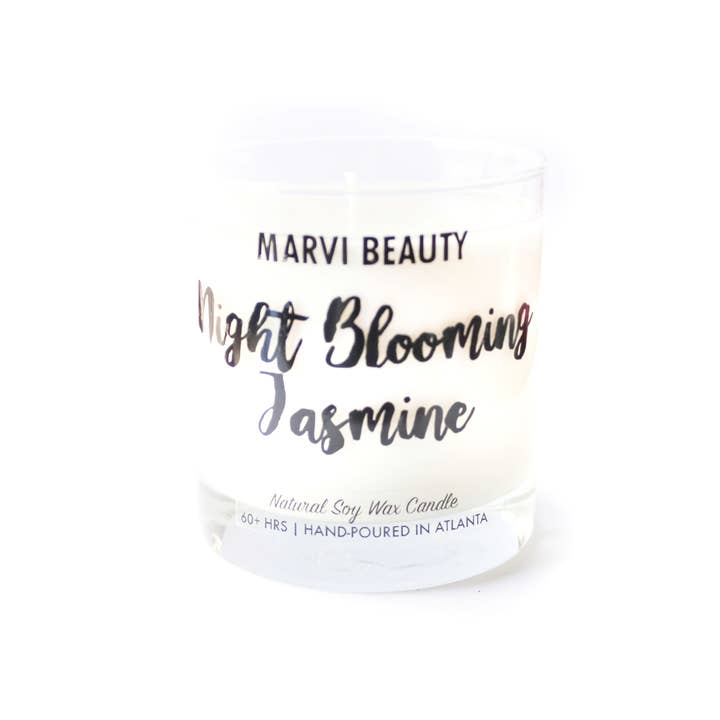 Candela in cera di soia al gelsomino di notte per la vendita all'ingrosso da parte di Marvi Beauty
