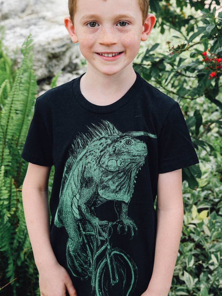 Iguana On A Bicycle Children's Tee for wholesale by Dark Cycle Clothing