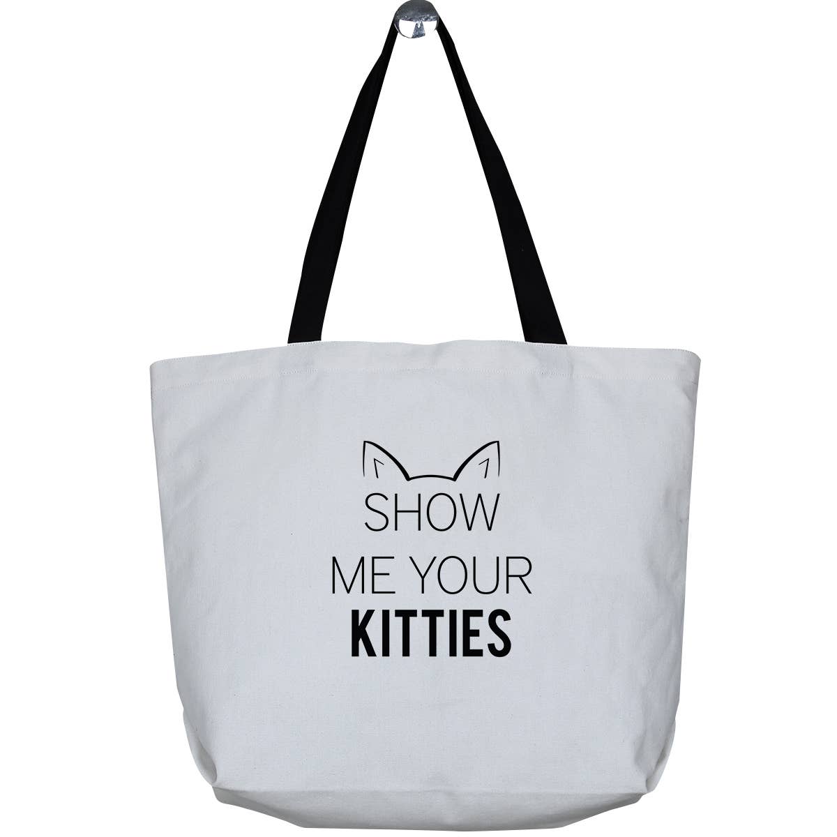 Made2Order - Wholesale Tote Bag - Women's - Show Me Your Kitties Wide Canvas Reusable Tote Bag0
