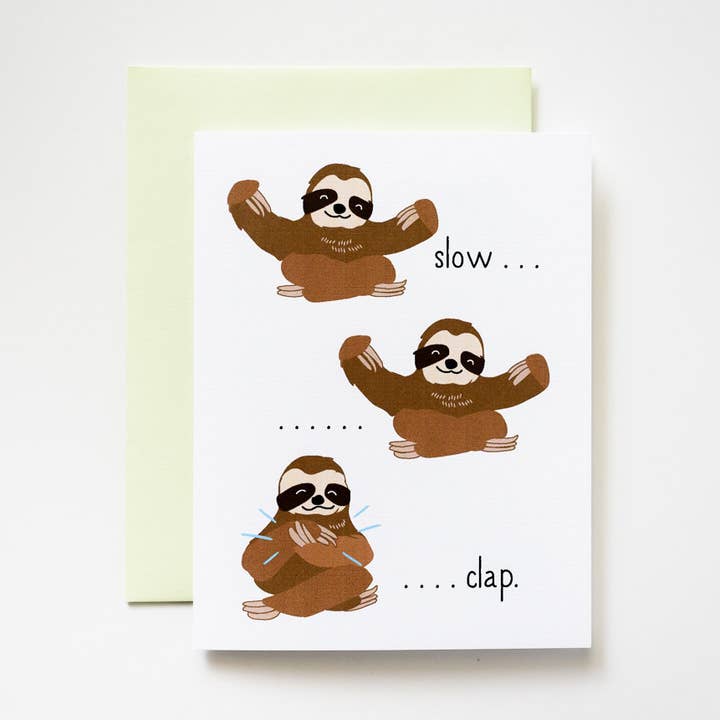 Slow Clap Sloths Congratulations Card for wholesale by ILOOTPAPERIE