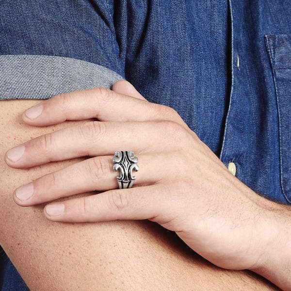 West Coast Jewelry - Wholesale Signet Ring - Men's Stainless Steel Gothic Black Ring1