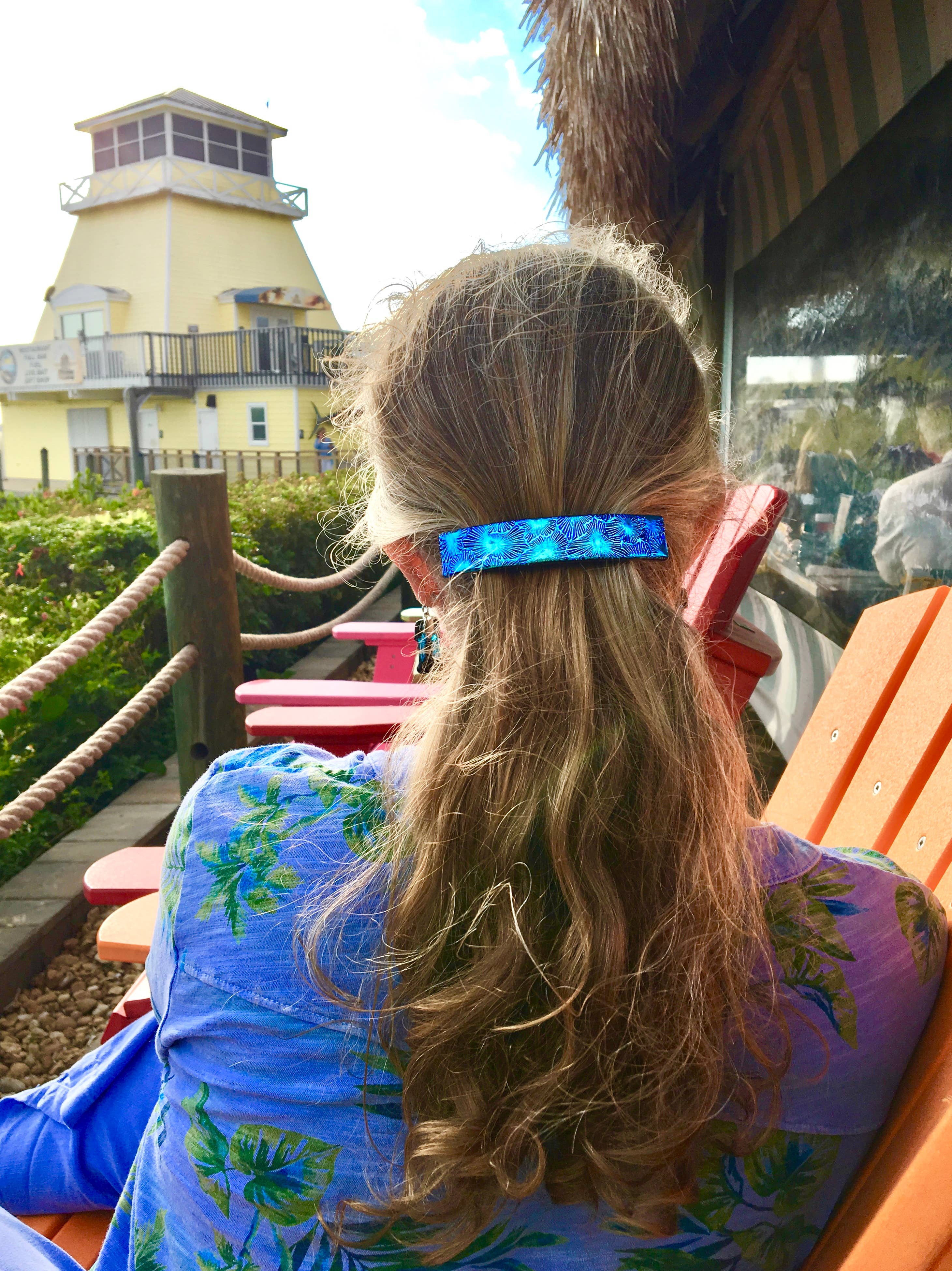 Glass Town USA - Wholesale Barrette - Women's - Barrettes Dichroic Glass Florentine Large Size2