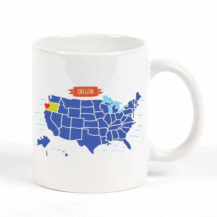 Oregon Map Mug for wholesale by Potluck Press