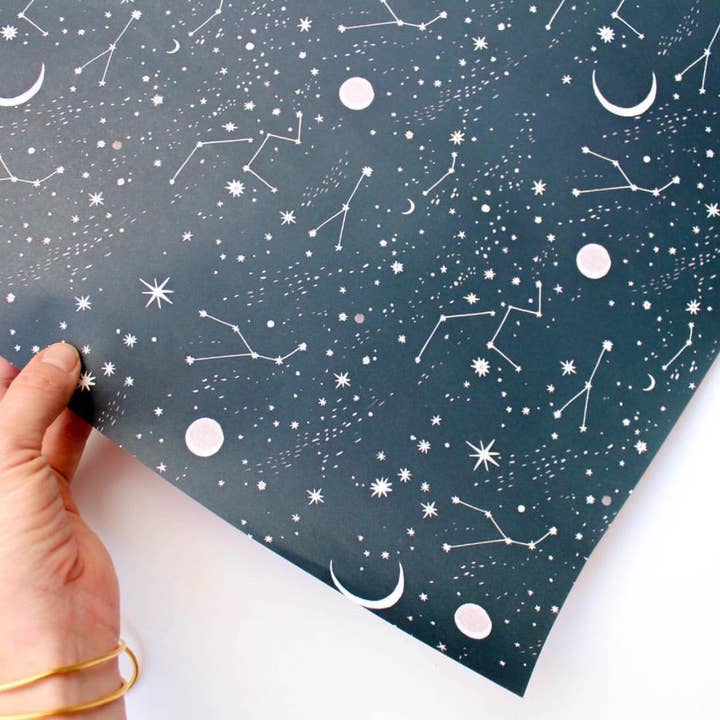 Red Cap Cards - Wholesale Flat Wrap - Moon and Stars wrapping paper2