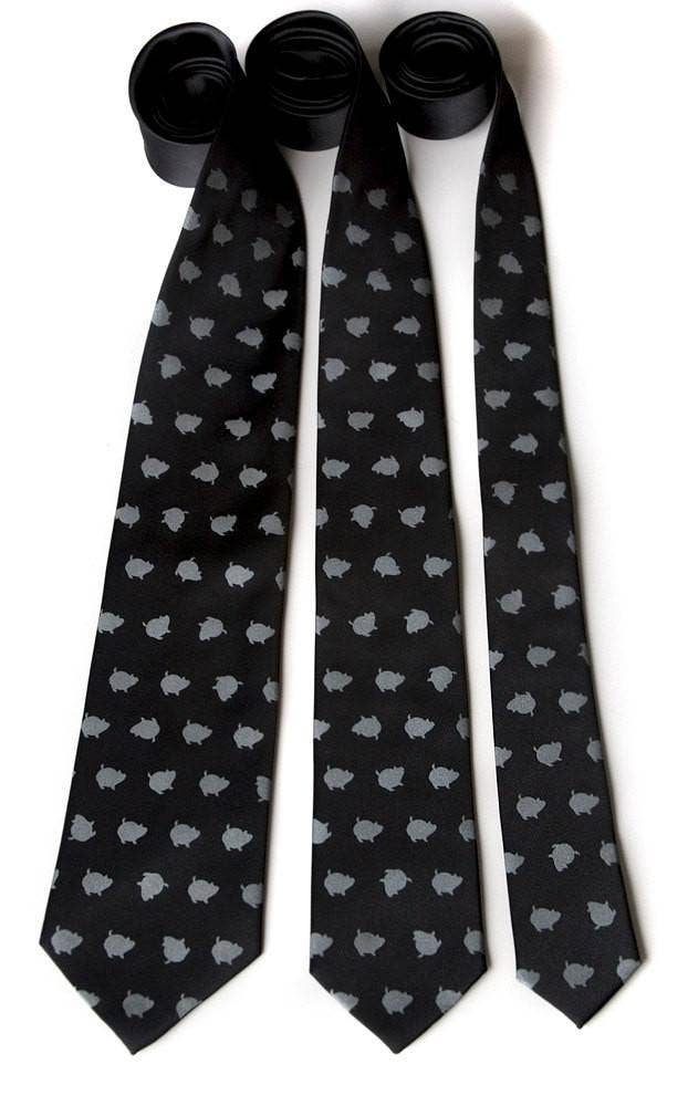 Cyberoptix Tie Lab - Wholesale Necktie - Men's - Piggy Pattern Necktie. "Porkadot" Microfiber Tie.2