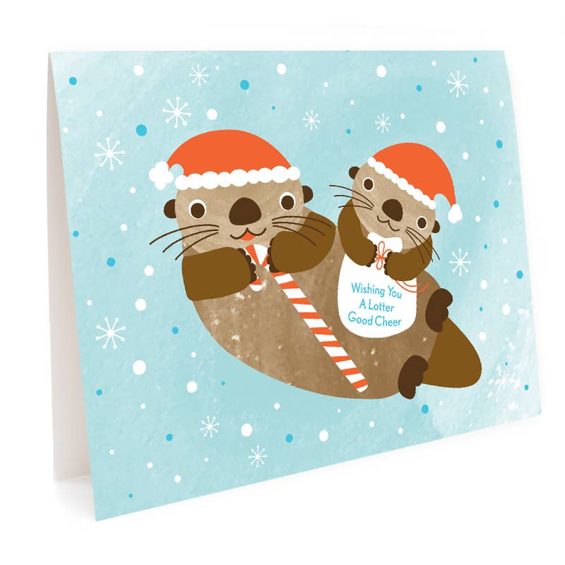 Night Owl Paper Goods - Wholesale Season's Greetings Card - Lotter Otter Holiday Cards - Box of 100