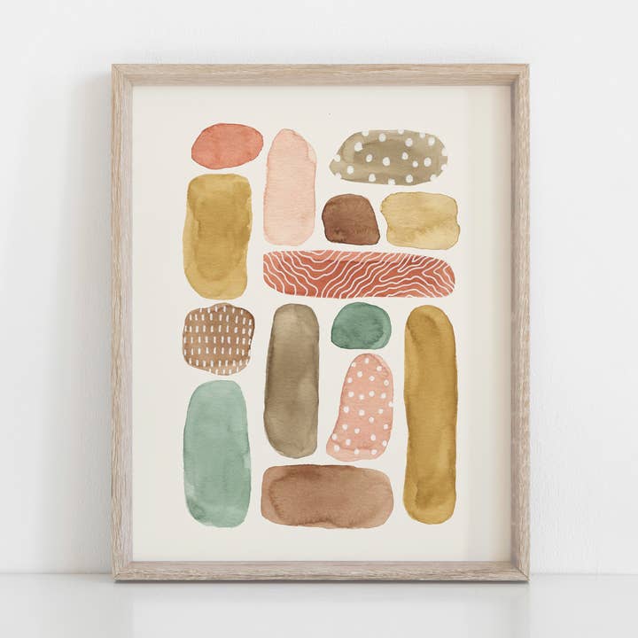 Wall Art Print Beach Pebbles - Watercolor, Ink for wholesale by Rare Bird Co. + Pauline Stanley Studio