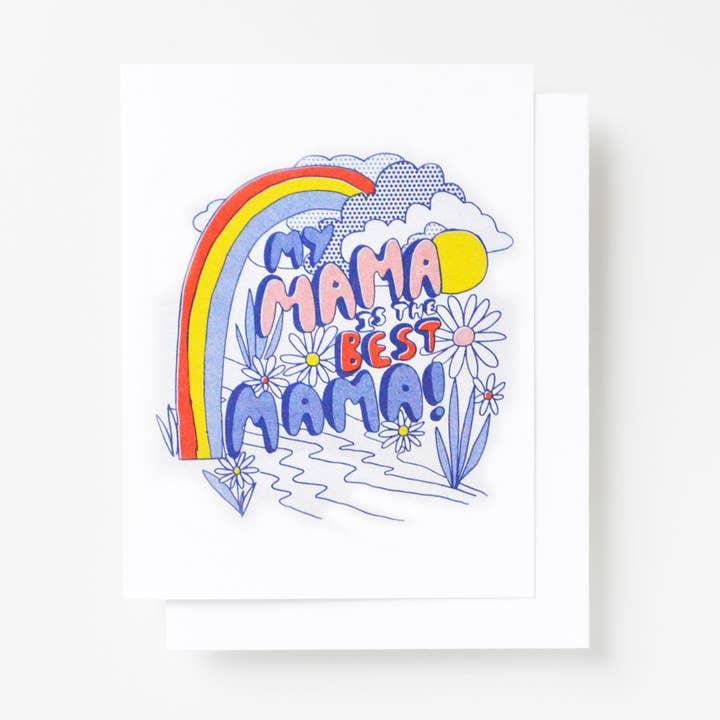 Best Mom Risograph Card - Mother's Day Greeting Card for wholesale by Yellow Owl Workshop