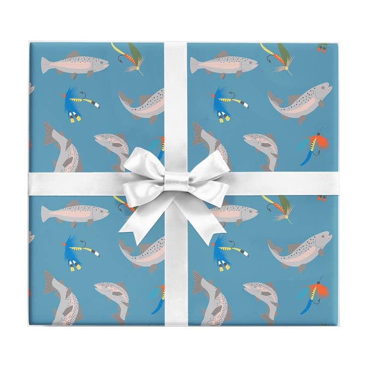 Fly Fishing Wrapping Paper Sheet