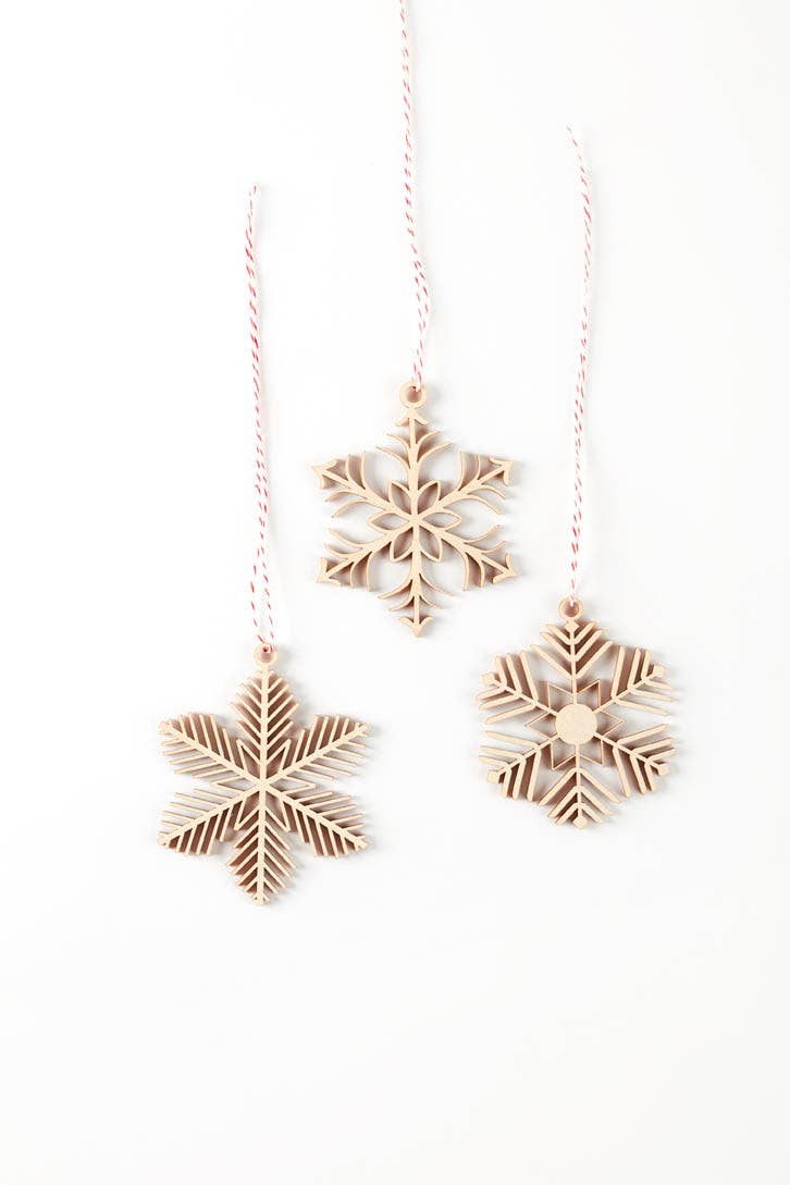 Light + Paper - Wholesale Ornament Set - Delicate Snowflake Wooden Ornaments1