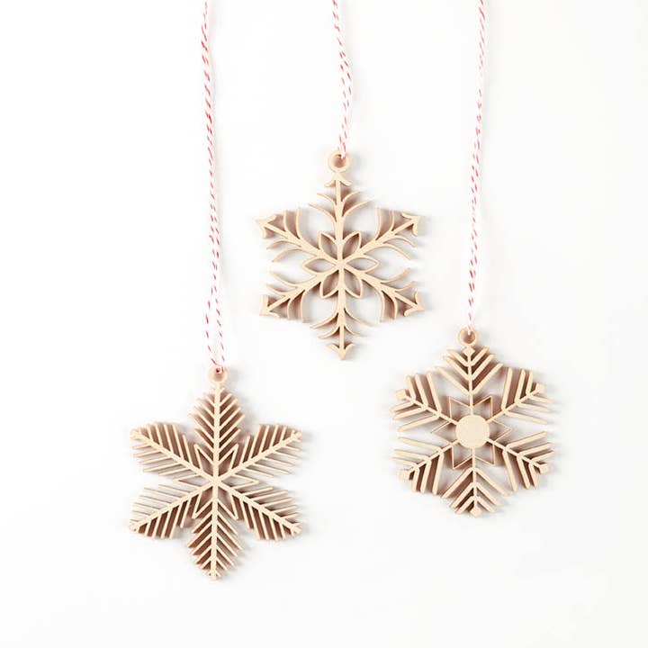 Light + Paper - Wholesale Ornament Set - Delicate Snowflake Wooden Ornaments1