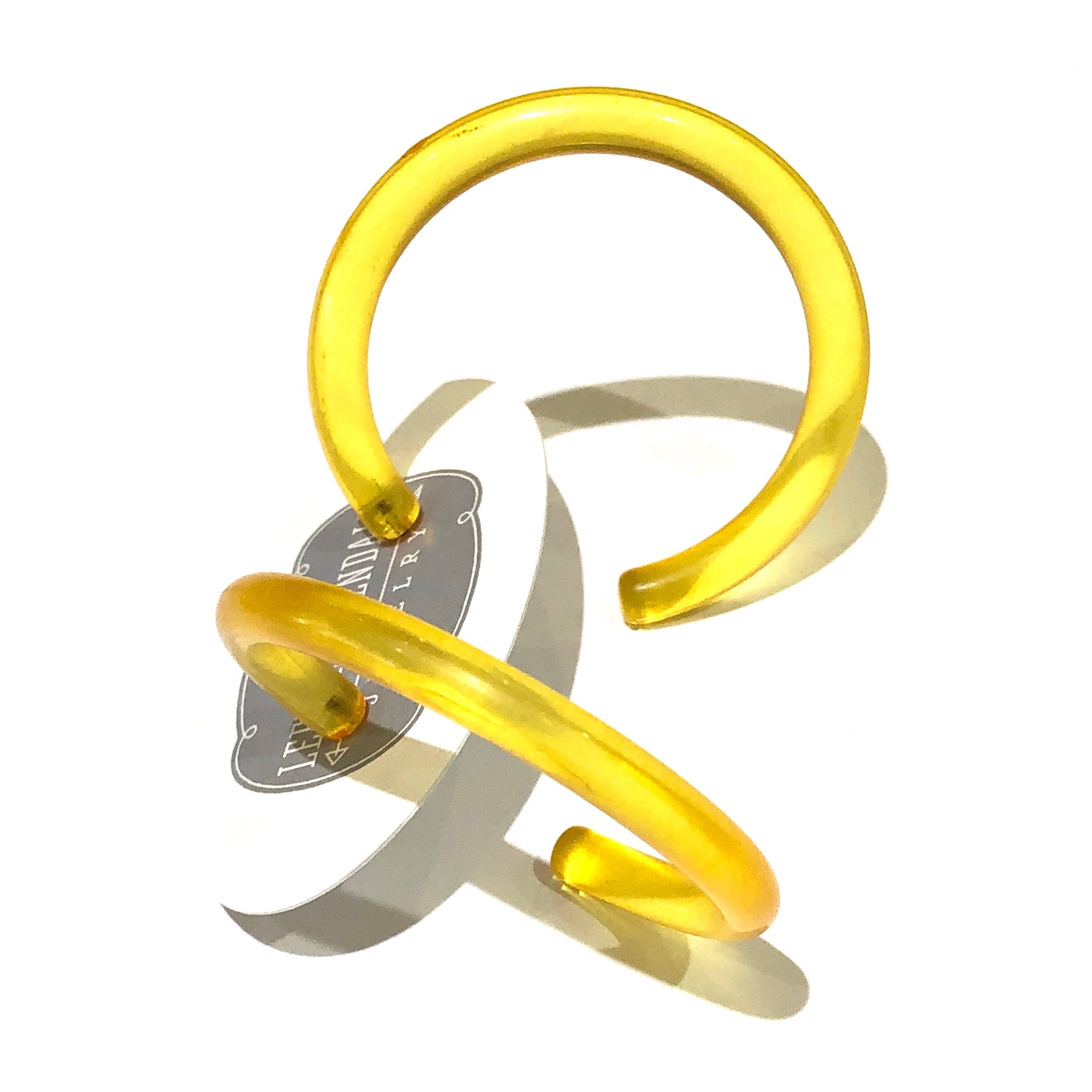 Leetie Lovendale - Wholesale Hoop Earrings - Yellow Lucite Extra Large Jelly Tube Hoop Earrings - 2 inch3