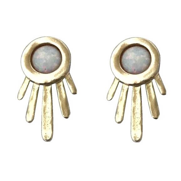 Burst Earrings With Opal for wholesale by Therese Kuempel Jewelry