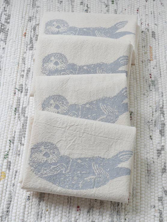 Set van 4 grijze zeeotterservetten van biologisch katoen - Cute voor wholesale door Hearth and Harrow
