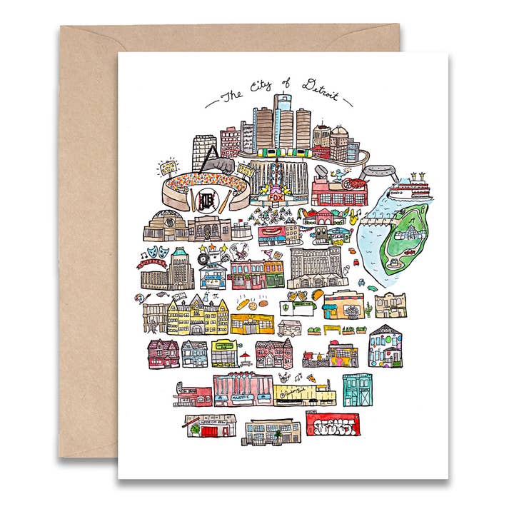 Carte Detroit pour la vente par Jodi Lynn's Emporium of Doodles