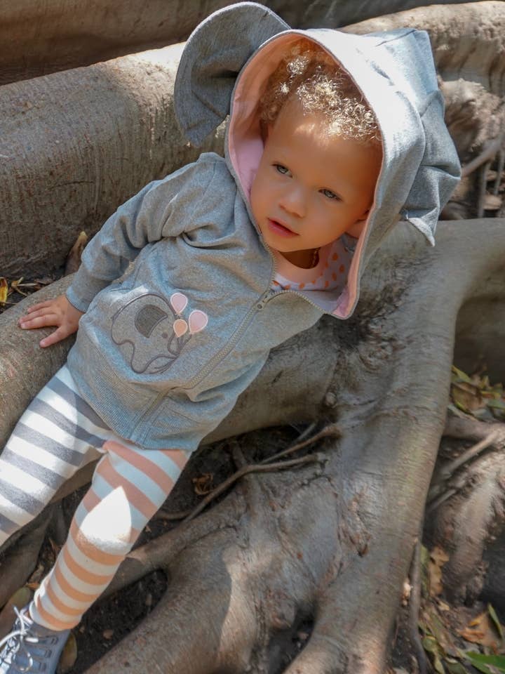 Sweat à capuche 3D en forme d'éléphant rose pour tout-petits et enfants pour la vente par Doodle Pants