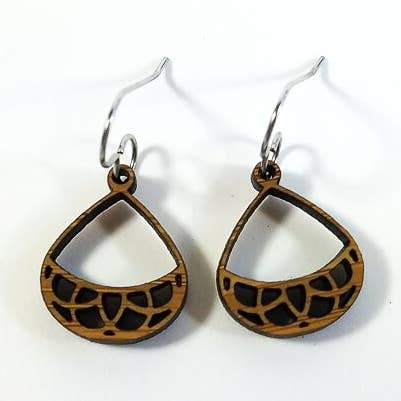 0.7” x 0.75” Rose Drop Wood Earrings for wholesale by GioGio Design