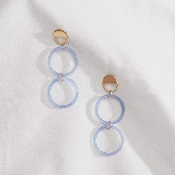 Halo Örhängen Guldpläterad Blå Agate Sten för wholesale av Sheisme