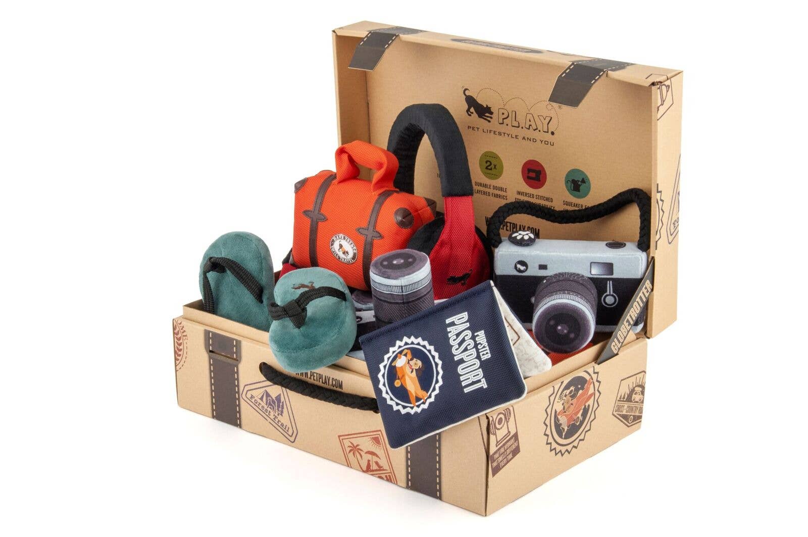 P.L.A.Y. Pet Lifestyle and You - Wholesale Pet Toy Set - Dog - Globetrotter Toy Set (15 pc with Display Box)2