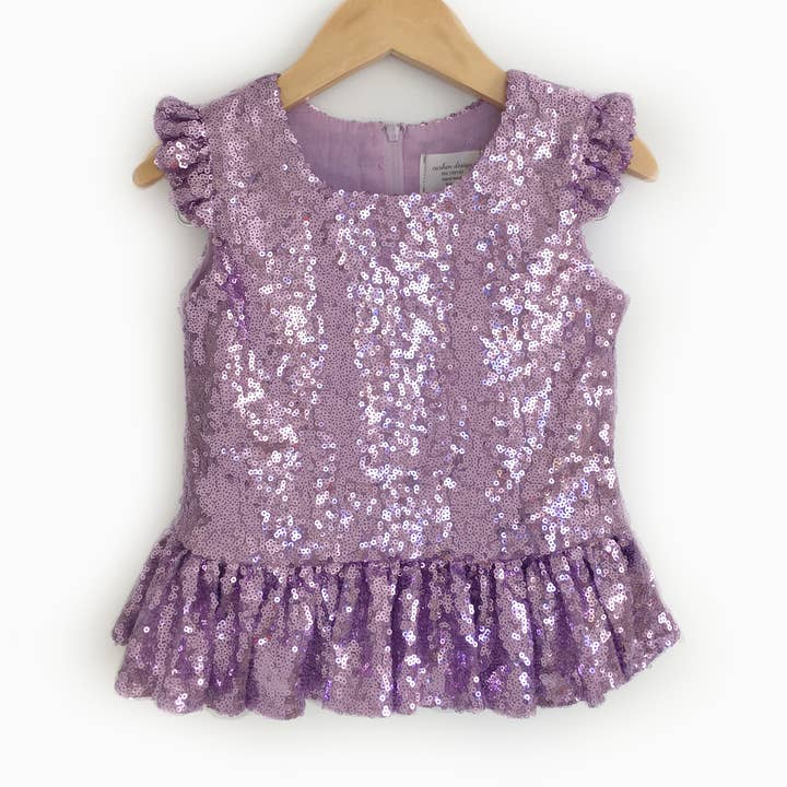 Lavendel-Pailletten-Peplum-Oberteil für den Großhandel von Carken Design