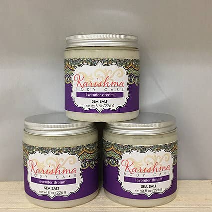 Esfoliante de sal marinho Lavender Dream 8oz por atacado de Karishma Body Care