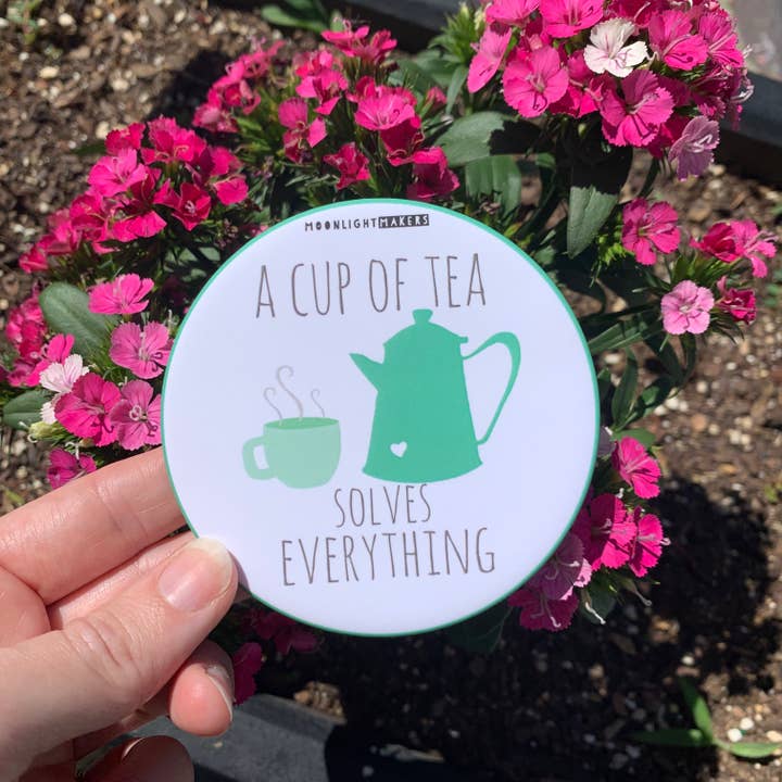 Moonlight Makers – wholesale Coasters – A Cup Of Tea Solves Everything - Coasters - CLOSEOUT SALE