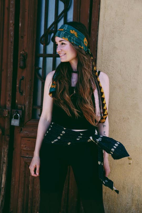 Kantha Bae - Wholesale Fashion Headband - Women's - ONE OF A KIND HANDMADE Embroidered Kantha Head Wraps1