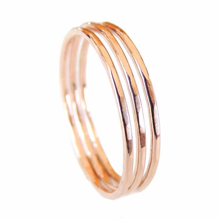 Thin Hammered Rose Gold Filled Ring for wholesale by Less is More