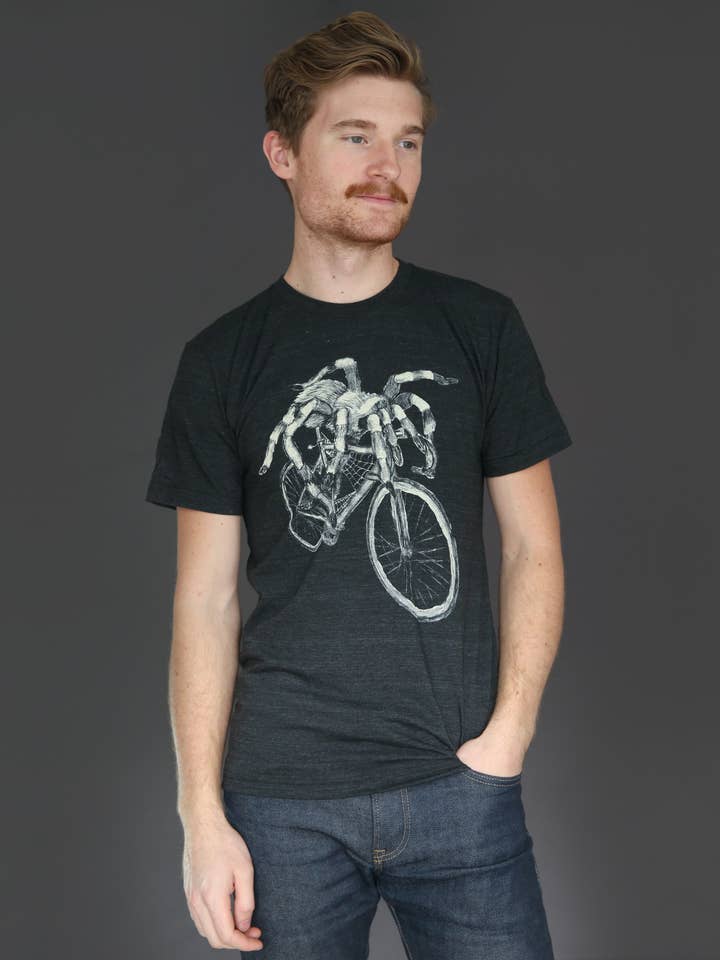 Spider On A Bicycle Men's Tee for wholesale by Dark Cycle Clothing