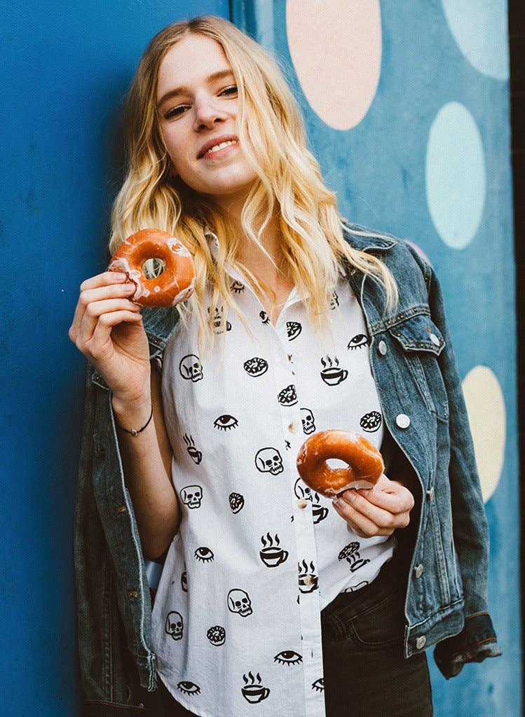 Pyknic - Wholesale Button Down Shirt - Unisex - Morning Glory Coffee Casual Button Down Shirt Men & Women3