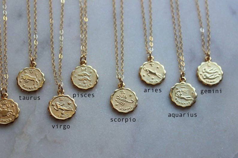 Laalee Jewelry - Wholesale Pendant/Charm Necklace - Gold Zodiac Necklace, Coin Zodiac, Zodiac Jewelry Gift5