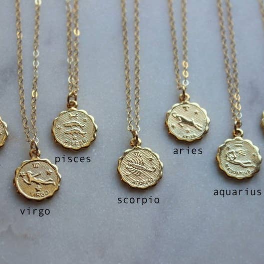 Laalee Jewelry - Wholesale Pendant/Charm Necklace - Gold Zodiac Necklace, Coin Zodiac, Zodiac Jewelry Gift5