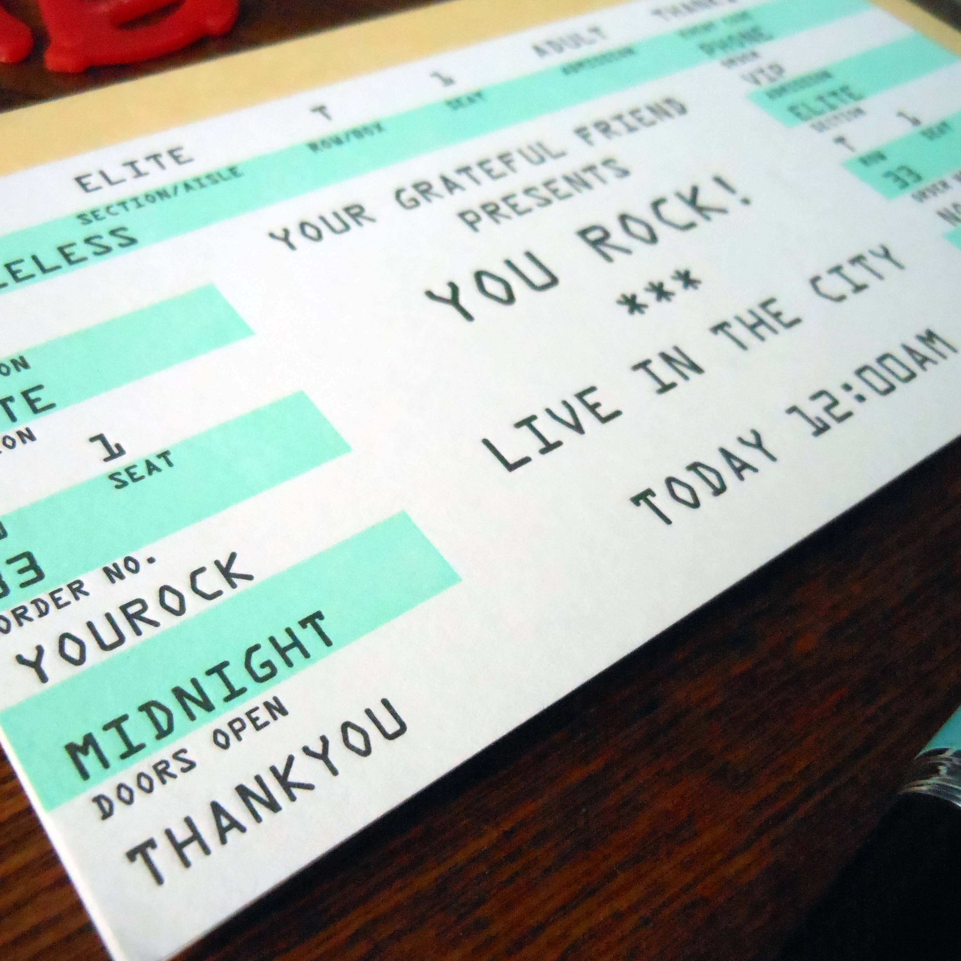 a. favorite design - Wholesale Love Card - You Rock Concert Ticket1