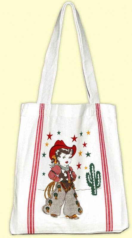Red and White Kitchen Company - Wholesale Tote Bag - Women's - Little Cowgirl Retro Tote, small