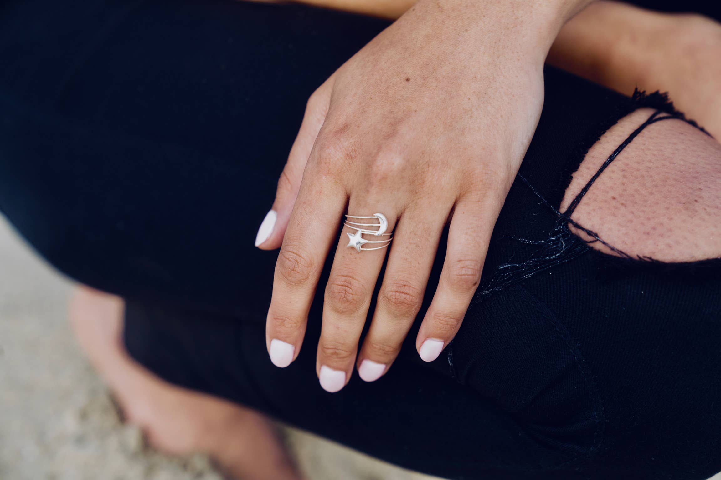 Krystyna's Silver - Wholesale Band/Stacked Ring - Sterling Silver Moon & Star Stackable Ring1