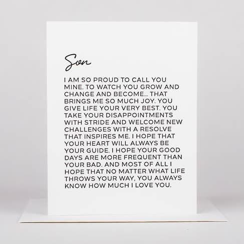 Letter to Son for wholesale by Wrinkle & Crease Paper Products