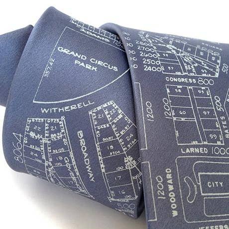 Cyberoptix Tie Lab - Wholesale Necktie - Men's - Campus Martius Necktie. Detroit Map Tie2