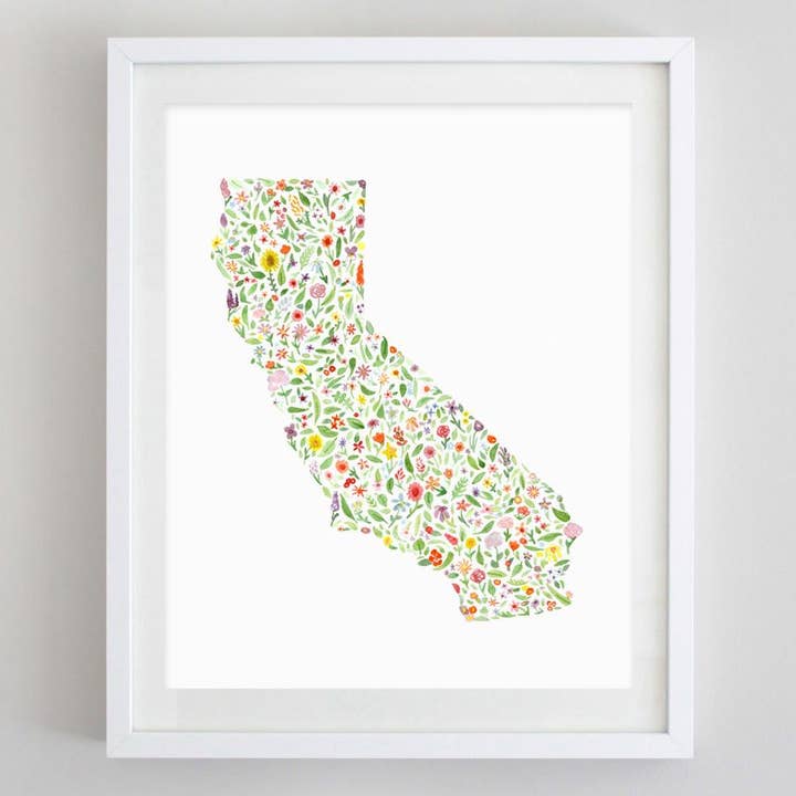 California Floral Watercolor Print for wholesale by Carly Rae Studio