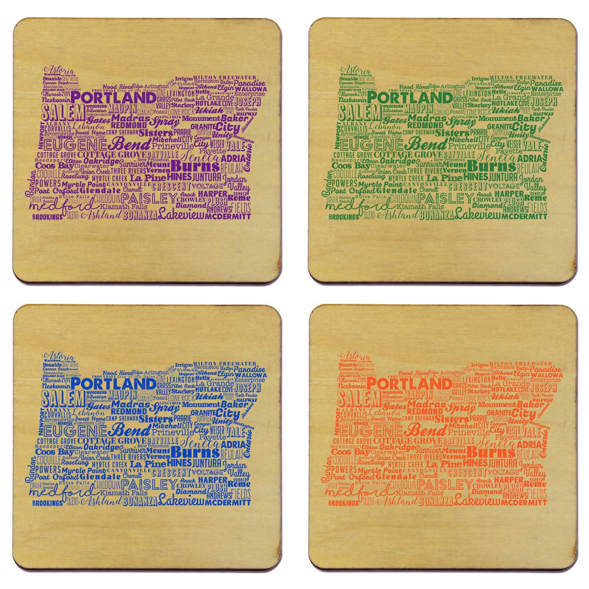 Torched Products - Wholesale Coasters - State Typography Coaster- Set of 438