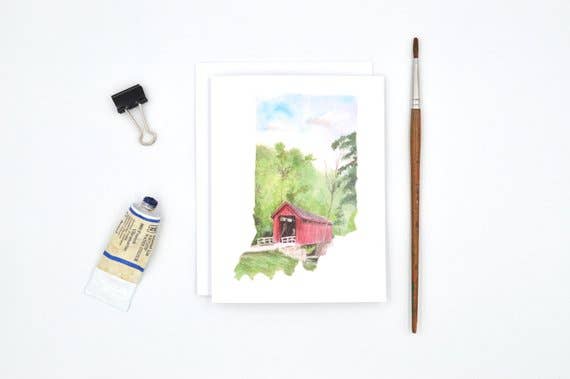 Rachel Alvarez Art - Wholesale Stationery/Notecard Set - Indiana Notecard Set - Indiana State Art2