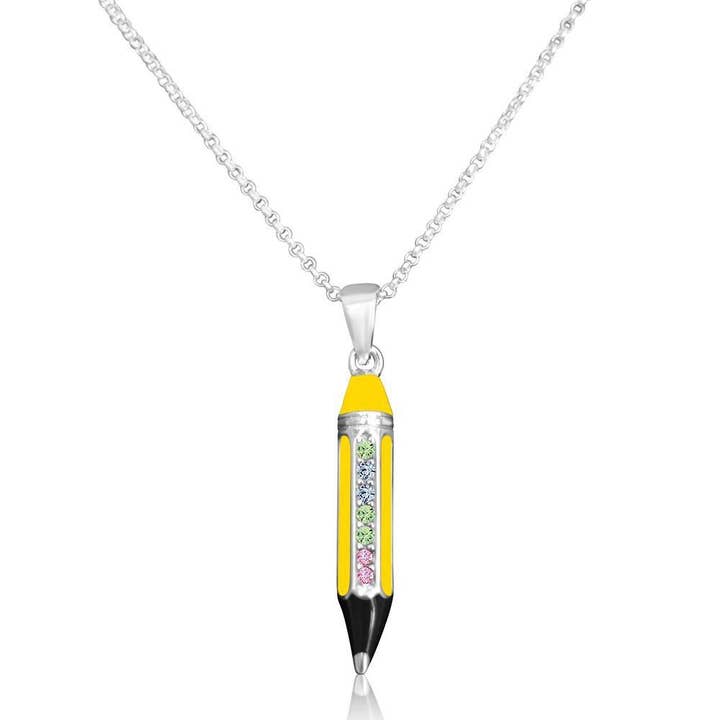 Crystal Yellow Enamel Pencil Pendent for wholesale by Chanteur
