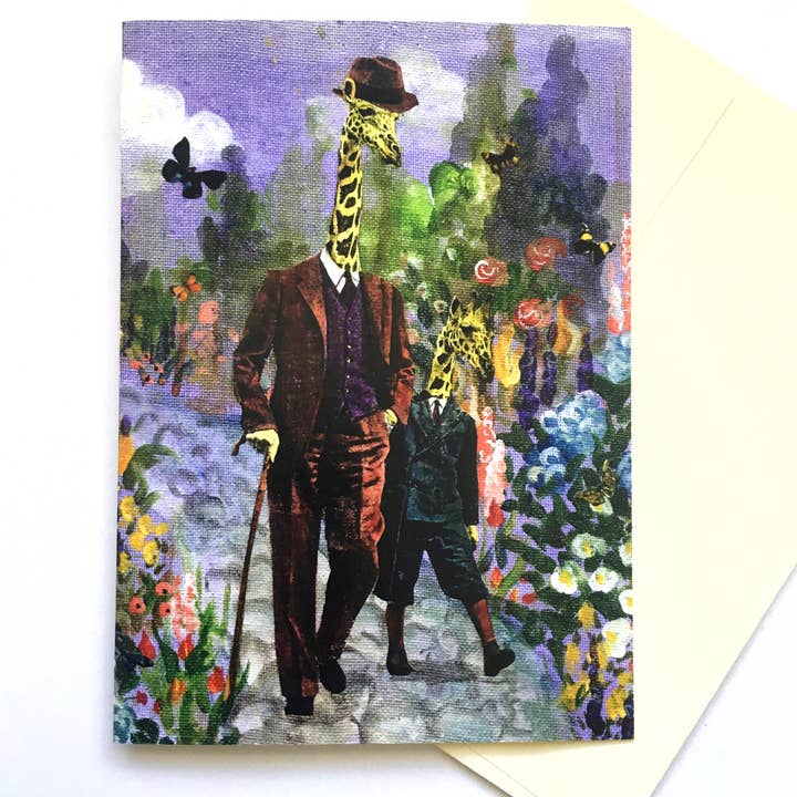 Giraf og søn lykønskningskort for engroshandel hos Pergamo Paper Goods