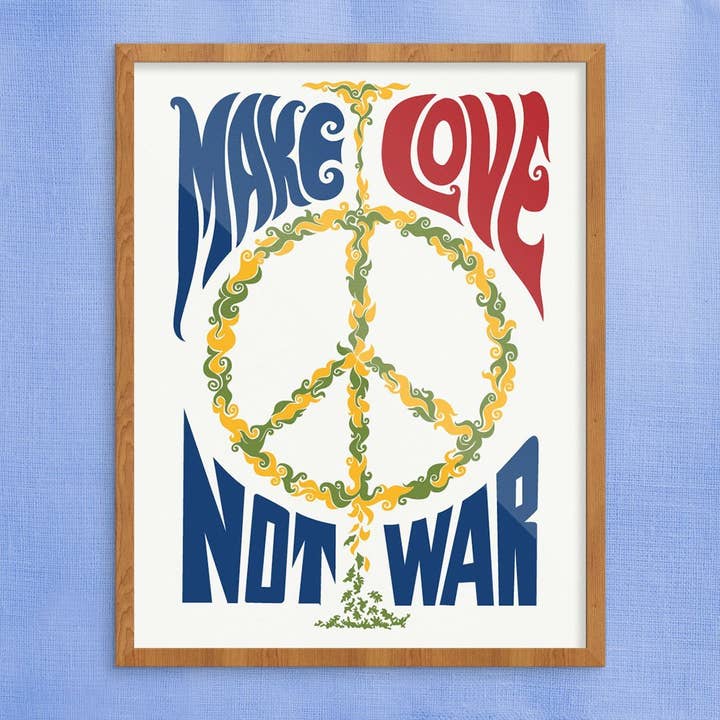 Stampa protesta «Make Love Not War», 20,3 x 25,4 cm per la vendita all'ingrosso da parte di Fridgedoor
